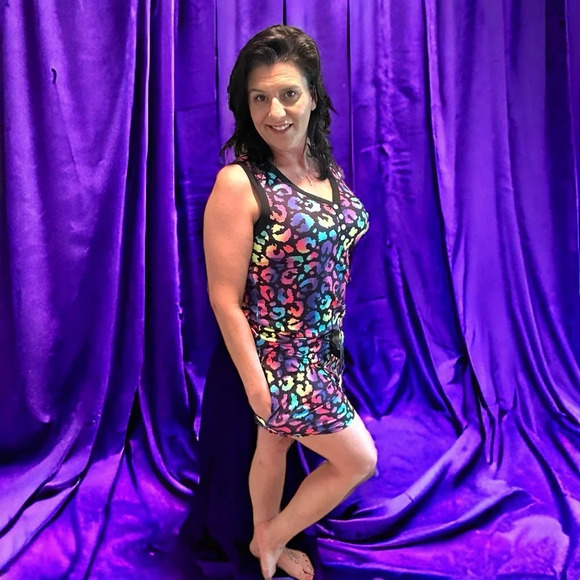 Neon leopard‎ sleeveless short pajama set Shirley & Stone - Picture 3 of 8